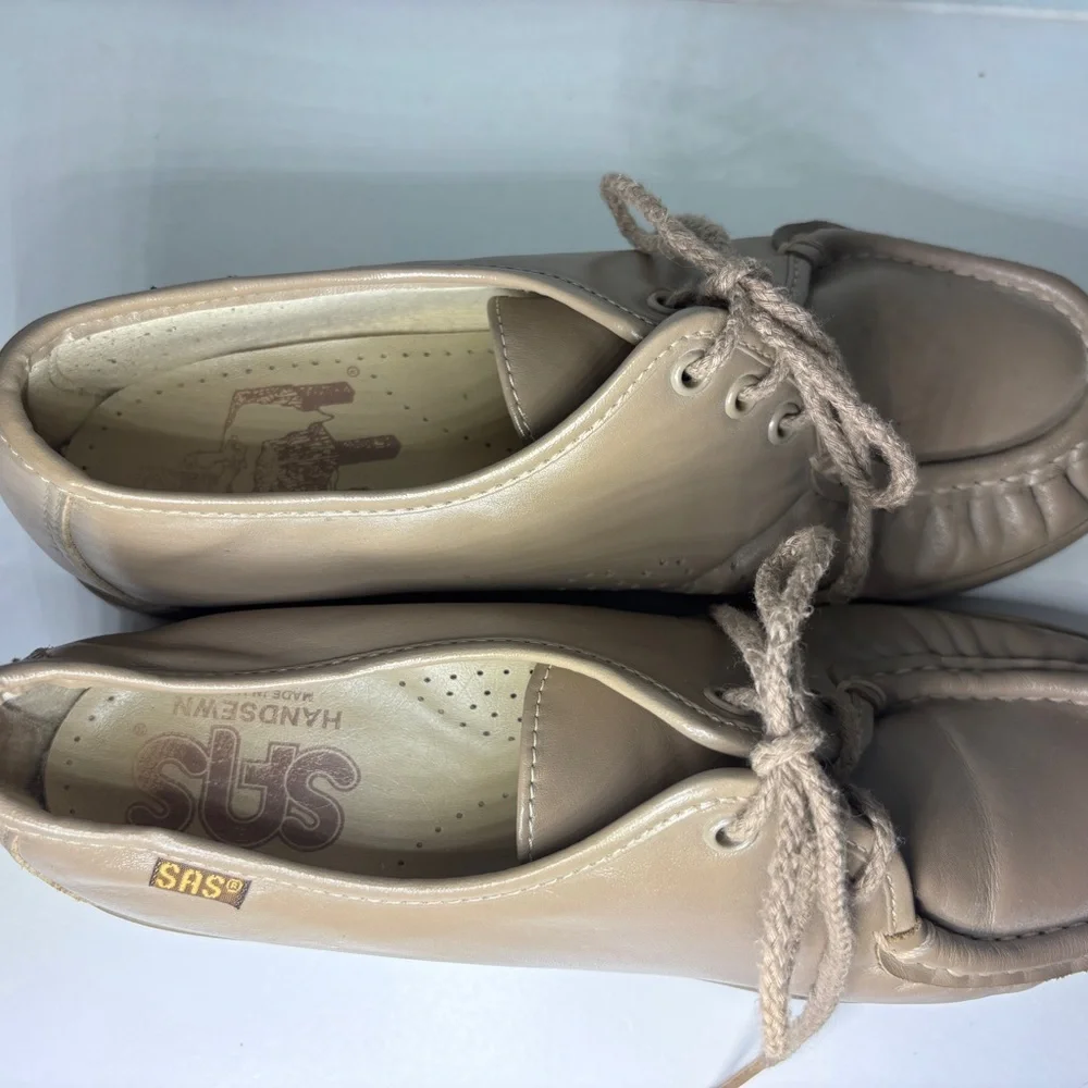 Sas Shoes Womens 7.5 M Siesta Moccasin Sneakers Comfort Lace Up Handmade Leather